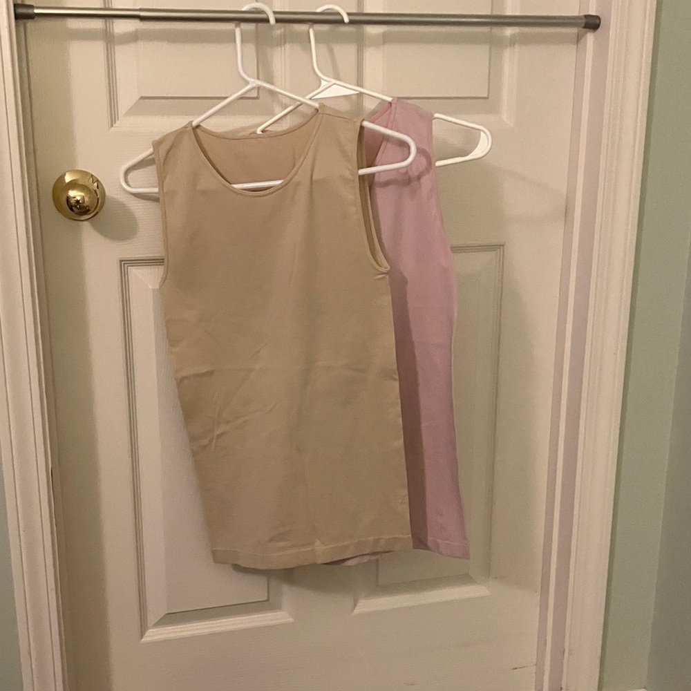 Sleeveless Beige and Pink Women's Tops